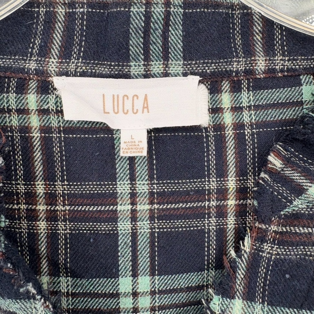 Lucca Flannel Shirt Dress in Blue Plaid Women’s Size L - Picture 6 of 7